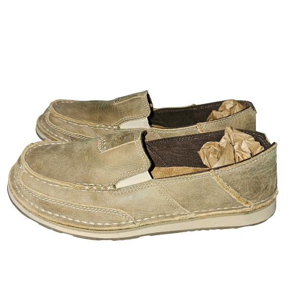 Ariat Leather Loafer Crusier Mens Size 7.5B Tan Slip On Casual Comfort Shoes - Picture 1 of 7